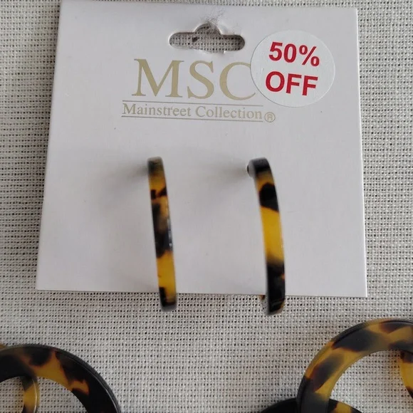 Earrings, Necklace, Bracelet Set By Mainstreet Collection NWT Animal Print Round - Picture 2 of 8